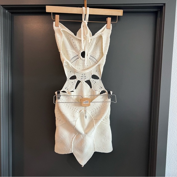 Cult Gaia Floreana Knit Mini Dress in Off White Size Small - Picture 7 of 13